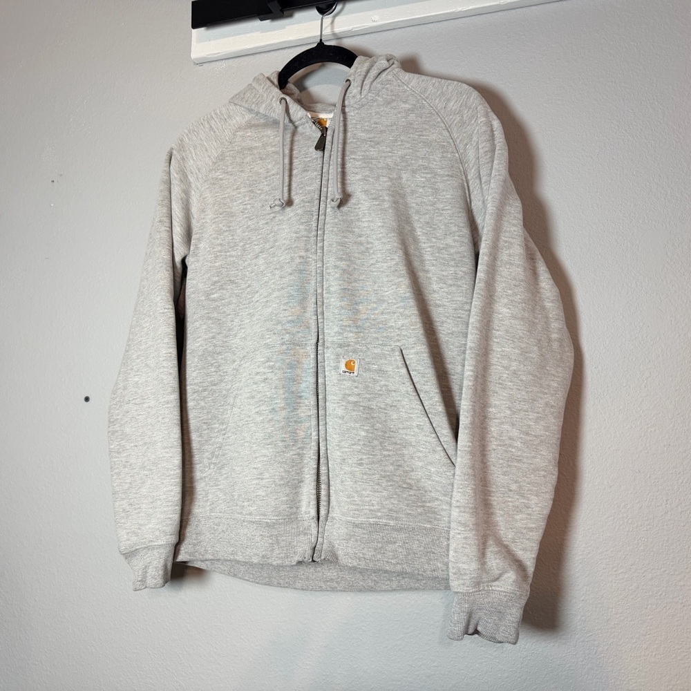 Carhartt Full Zip Hooded Sweatshirt Women's Size Medium Gray Flaw - Picture 3 of 8